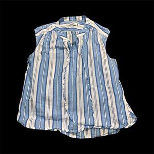 Women’s Large Vineyard Vines Blue and White Striped Sleeveless Blouse